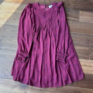 Eve Dress, Plum with Navy Dots